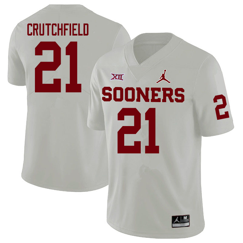 Men #21 Marcellus Crutchfield Oklahoma Sooners College Football Jerseys Sale-White - Click Image to Close